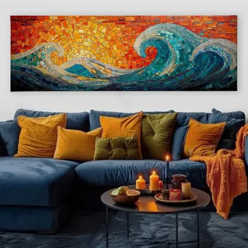 Obraz Obraz na plátně - Mozaikové vlny FeelHappy.cz Velikost obrazu (šířka x výška): 60 x 20 cm