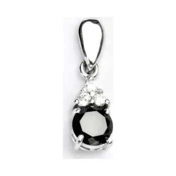 Šperk Stříbrný přívěsek, čiré zirkony a black zirkon 6 mm - VP 126 (zirkon 6 mm)
