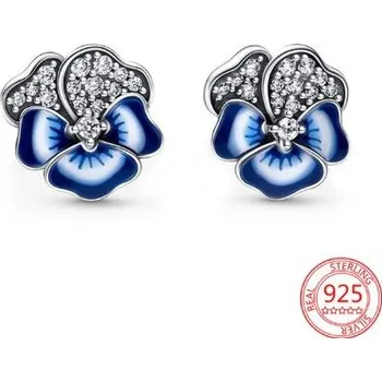 Náušnice Prosperk Stříbrné náušnice modré macešky S2447