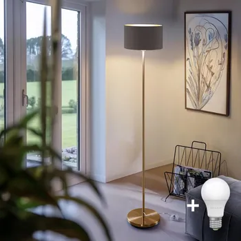 Lampička LED Stojací lampa TUNJA 1xE27/20W/230V pr. 30 cm zlatá/taupe