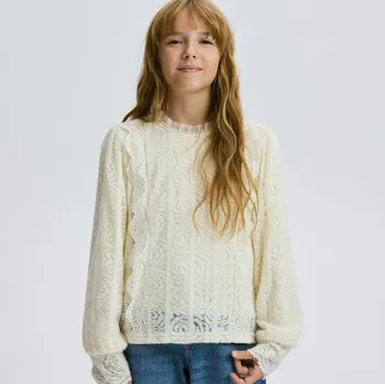 Dívčí tričko Reserved - Top s ažurou - tělová - 515EG-02X - 515EG-02X-116