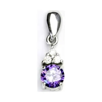 Šperk Stříbrný přívěsek, čiré zirkony a zirkon ametyst 6 mm - VP 126 (zirkon 6 mm)