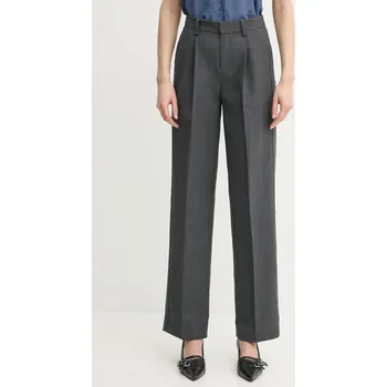 Dámské kalhoty Kalhoty s příměsí vlny ZADIG&VOLTAIRE dámské, šedá barva, široké, medium waist, WWPA01845 WWPA01845.30 90X, vel. 40