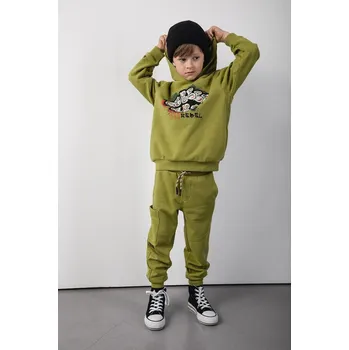 Chlapecké kalhoty Dětské tepláky s bavlnou Coccodrillo zelená barva, SPORTS BOY KIDS ZC5120103SBK 71X, vel. 92