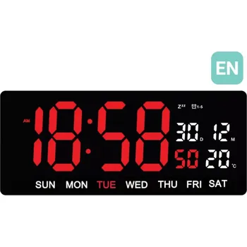 Hodiny JVD Digitální černé nástěnné hodiny s LED červenými číslicemi JVD DH3604.1 ( )