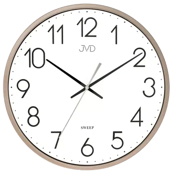 Hodiny JVD Hnědé nástěnné tiché netikající hodiny JVD HX8016.2 (netikající plynulý chod)