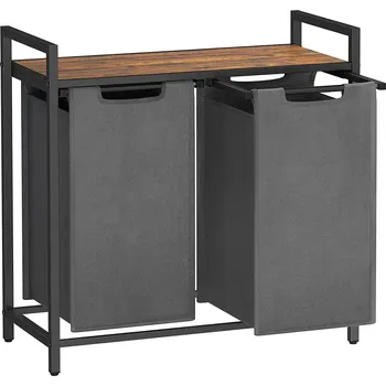 Koš na prádlo Prádelní koš se 2 přihrádkami, koš na prádlo, 2 x 46 l, šedý