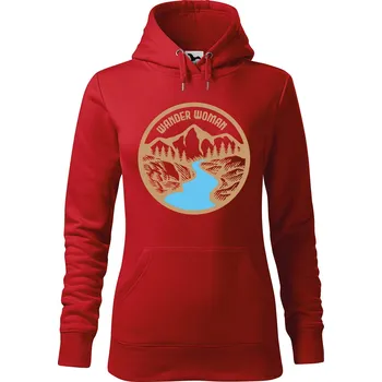 Dámská mikina DOBRÝ TRIKO Dámská mikina s potiskem Wander woman Velikost dámské mikiny: S, Barva: Červená