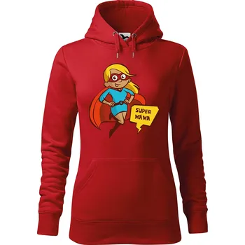 Dámská mikina DOBRÝ TRIKO Dámská mikina s potiskem Super máma Velikost dámské mikiny: XL, Barva: Červená