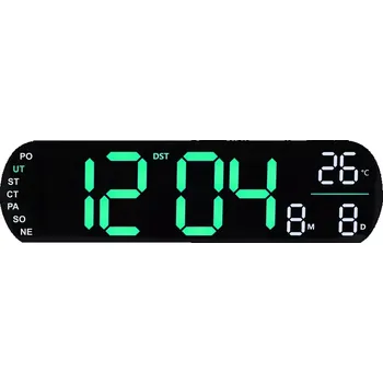 Hodiny JVD Digitální černé nástěnné hodiny s LED zelenými číslicemi JVD DH5502.4 (s celoplošným podsvícením)