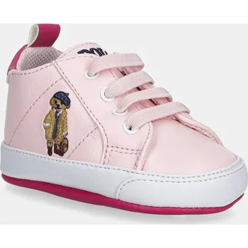 Chlapecké tenisky Dětské boty Polo Ralph Lauren QUILTON BEAR GORE HI LAYETTE růžová barva, RL03477680 03X, EUR 18