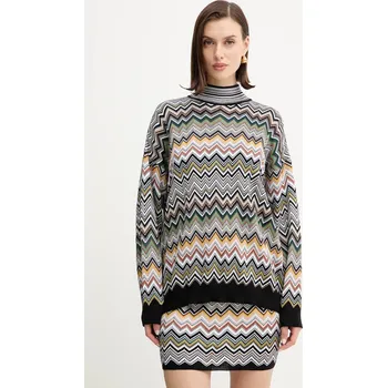 Dámský svetr Svetr s příměsí vlny Missoni hnědá barva, s pologolfem, DS25WN16.BK01CQ 88X, vel. 36