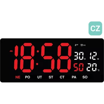 Hodiny JVD Digitální černé nástěnné hodiny s LED červenými číslicemi JVD DH3604.3 ( )