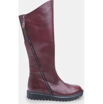 Dámská zimní obuv Baťa casual kozačková obuv z kůže pro ženy vínové, vel. 39