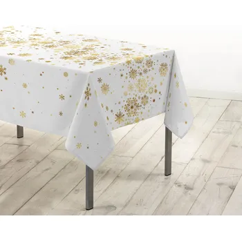 ubrus POLYESTEROVÝ UBRUS ZLATÉ VLOČKY SNĚHU 150 X 300 CM BÍLÝ
