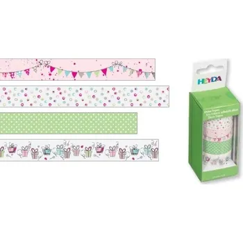 Lepicí páska Páska lepicí papírová 4ks - girlandy růžové