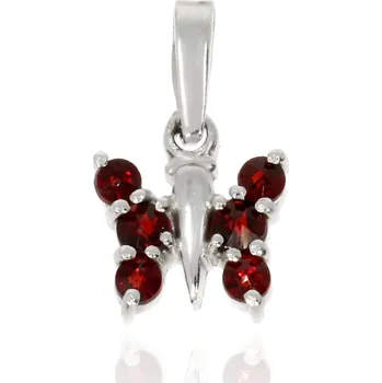 Přívěsek Granát Turnov Stříbrný přívěsek motýl s granáty