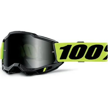 Motocyklové brýle ACCURI 2 100%- USA, brýle SAND NEON ŽLUTÉ - kouřové plexi