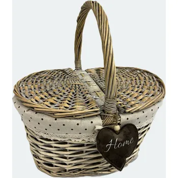 Piknikový koš Vingo Proutěný piknikový košík se srdíčkem oválný (nevybavený)