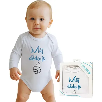 Kojenecký body Body s potiskem New Baby Můj děda je jednička - dárkové balení Tyrkysová 74 (6-9m)