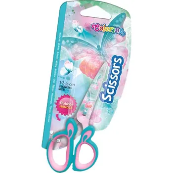 Kancelářské nůžky Dětské nůžky Colorino – motýlková edice pro kreativní holčičky, 12,5 cm, asymetrické