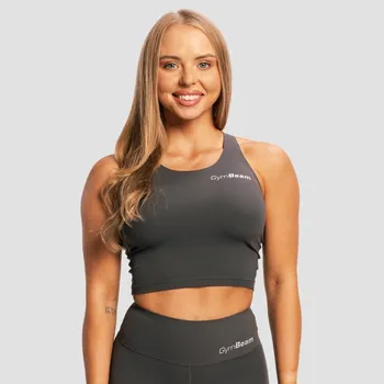 GymBeam Dámský sportovní top BEAT Charcoal XXL šedá