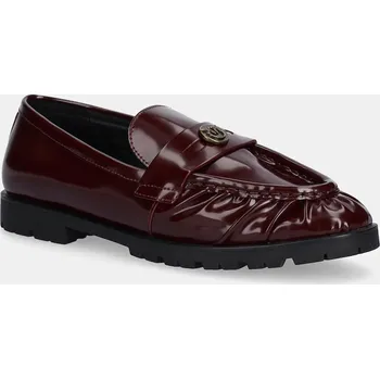 Dámské polobotky Kožené polobotky Pinko Nora 01 dámské, vínová barva, na plochém podpatku, SD0435P114P61 SD0435.P114.P61 83X, EUR 36