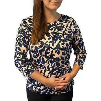 Dámská halenka Halenka Ina béžová s modrými lístky Velikost Ina: 40