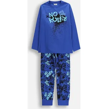 Kojenecká souprava Dětská bavlněná pyžamová souprava Coccodrillo modrá barva, PYJAMAS ZC5448114PJS 55X, vel. 92-98