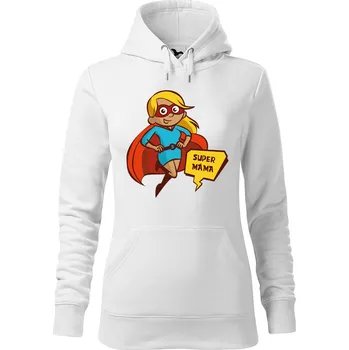 Dámská mikina DOBRÝ TRIKO Dámská mikina s potiskem Super máma Velikost dámské mikiny: S, Barva: Bílá