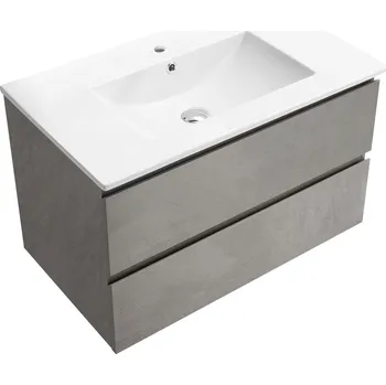 Koupelnový nábytek CERANO - Koupelnová skříňka Carole + keramické umyvadlo Todo - betonově šedá - 101x49,5x46,5 cm