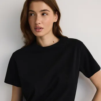 Dámské oblečení Reserved - Bavlněné tričko střihu regular - černý - WC353-99X - WC353-99X-XL-2