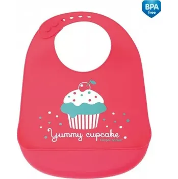 dětská jídelní sada Silikonový bryndák s kapsou Cupcake Canpol babies růžový