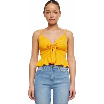Letní top na ramínka s volánky Urban Classics Barva: Mangová, Velikost: M