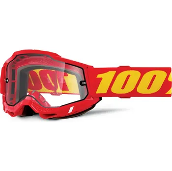 Motocyklové brýle ACCURI 2, 100% Enduro Moto brýle červené, čiré Dual plexi