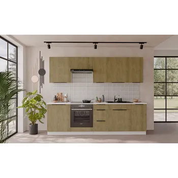 Kuchyňská linka Kuchyňská linka 260 cm Cremona 2 Barva korpusu: Bílá, Barva dvířek: Dub Cremona