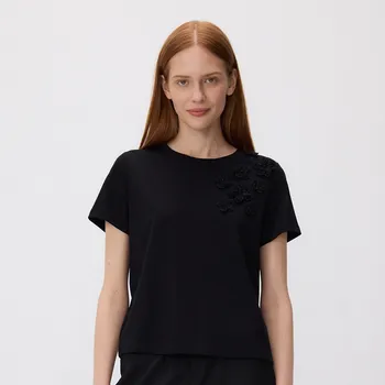 Dámské tričko Reserved - Oversized tričko s ozdobami - černý - 566GA-99X - 566GA-99X-XS