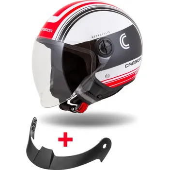 Helma na motorku přilba Handy Metropolis, CASSIDA (černá/bílá/červená) 2023