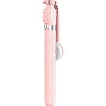 Z16 panoramatická Bluetooth selfie tyč s tripodem a světlem pro iPhone - růžová