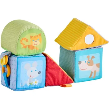 Hračka pro nejmenší Haba Textilní kostky s aktivitami Zvířátka