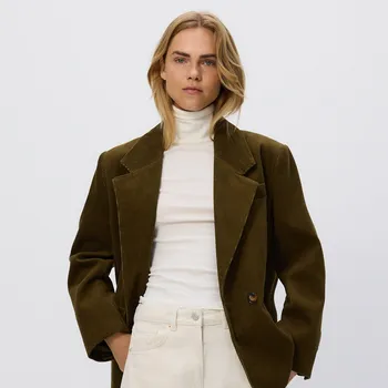 Reserved - Dvouřadý manšestrový blejzr - světle olivová - 274GF-81X - 274GF-81X-L