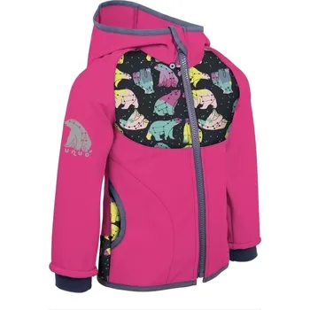 Dívčí oblečení unuo Softshellová bunda s fleecem (různé vzory) Velikost: 104/110, Vzor: Souhvězdí medvěda fuchsiové