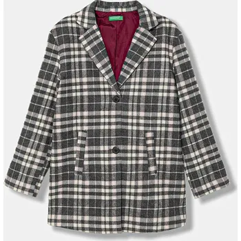 Dámský kabát Dětský kabát s příměsí vlny United Colors of Benetton 2TEJCN06L.G.seasonal šedá 90X, vel. 150