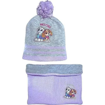 Pokrývka hlavy Tlapková patrola aw24 54879 - zimní čepice a nákrčník, fialovo - šedá, vel. 52