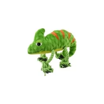 Hračka pro psa Nayeco hračka pro psa chameleon, pískací plyšová s lanem, 32 cm, zelená