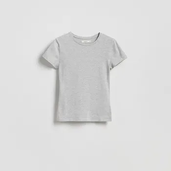 Dámské tričko Reserved - Bavlněné tričko slim fit - světle šedá - 545GA-09M - 545GA-09M-XL