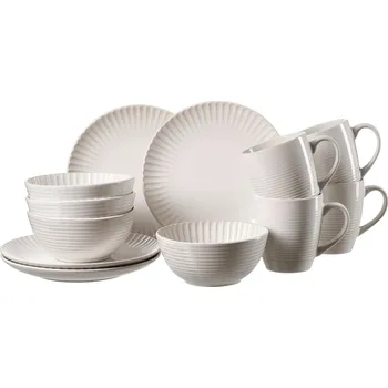 Sada nádobí Krémový kávový servis 12 dílný kamenina Noah kamenina