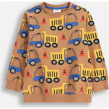 Chlapecká mikina Dětská mikina s bavlnou Coccodrillo hnědá barva, CITY BUILDER BOY KIDS ZC5132101CBK 89X, vel. 110