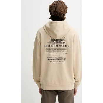 Pánská mikina Bavlněná mikina Levi's pánská, béžová barva, s kapucí, hladká, 38479 38479.0423 80X, vel. L