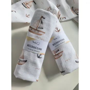 Přebalování Mušelínová plenka STANDARD 60 x 60 cm - plachetnice